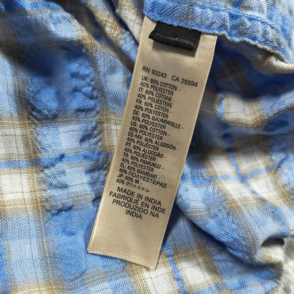 Diesel Shirt Mens Large Blue Plaid Seersucker Button Up Long Sleeve Lightweight - Picture 10 of 12
